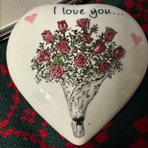 Heart-Shaped Ceramic Trinket Box for Valentine day